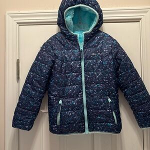 Eddie Bauer girls plush reversible coat